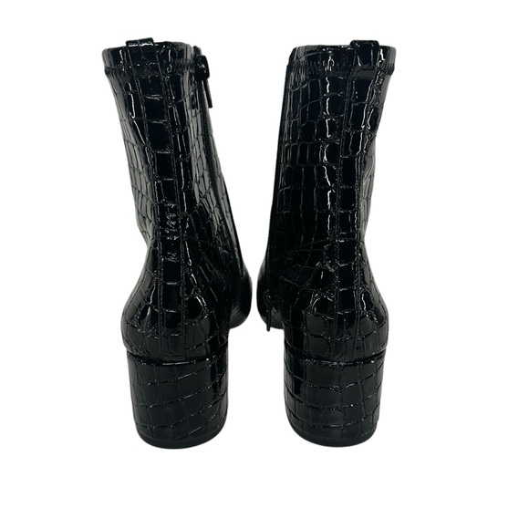 ALDO / Black Faux Croc Booties / Block Heel / Size 6.5 - Picture 5 of 7